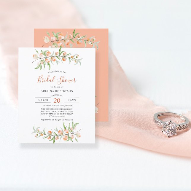 Budget Wedding Botanical Peach Bridal Shower (Creator Uploaded)
