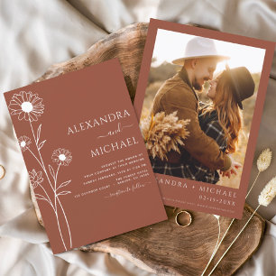 Budget Wedding Burnt Orange Invitations
