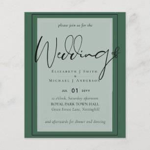 BUDGET Wedding Colours Green Sage Olive Invite
