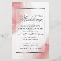 Budget Wedding Coral Rose Silver Abstract