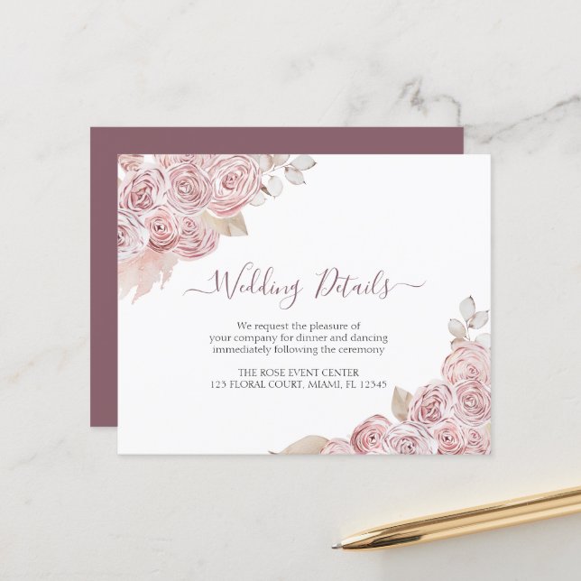 Budget Wedding Details Bohemian Dusty Pink Floral (Front/Back In Situ)
