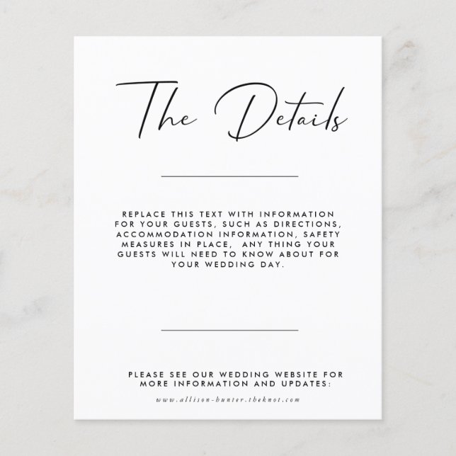 Budget Wedding Details Enclosure Card (Front)