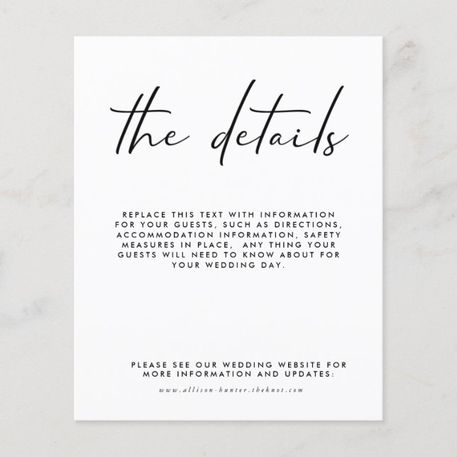 Budget Wedding Details Enclosure Card (Front)