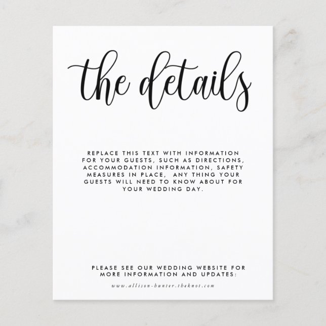 Budget Wedding Details Enclosure Card (Front)