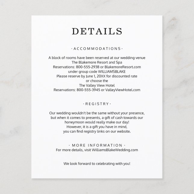 Budget Wedding Details Enclosure Flyer (Front)