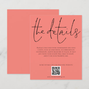 Budget Wedding Details QR Code Coral Rose Encl