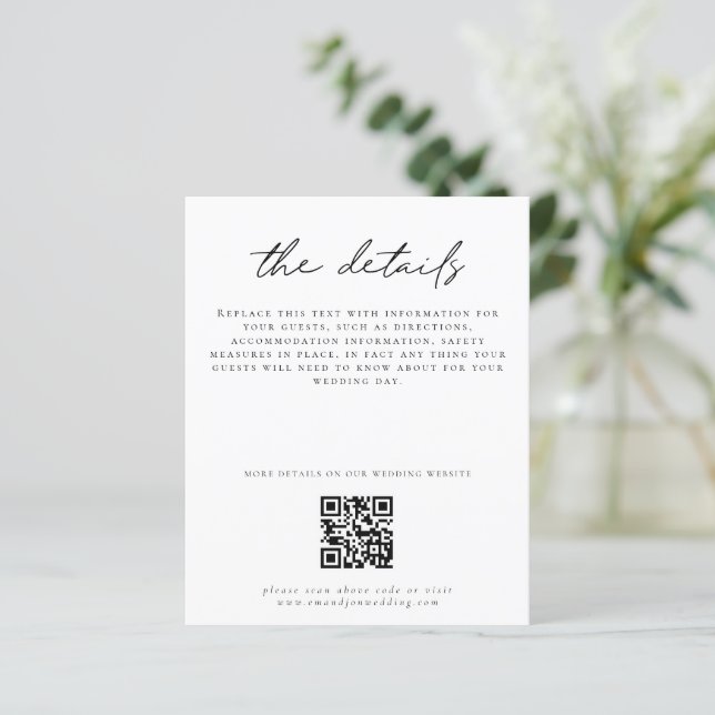 Budget Wedding Details QR Code Script Enclosure (Standing Front)