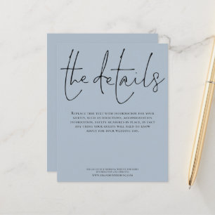 Budget Wedding Details Script Dusty Blue Enclosure