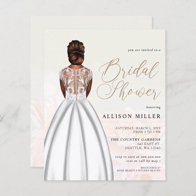 Budget Wedding Dress Bridal Shower Invitation (Front/Back)