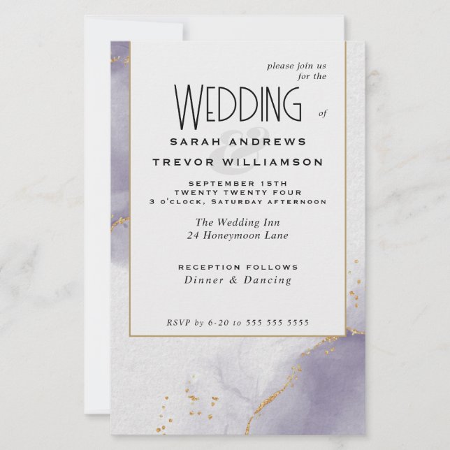 Budget Wedding Dusty Plum Abstract Skies (Front)