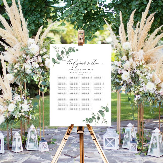 Budget Wedding Eucalyptus botanical find your seat Poster (Creator Uploaded)