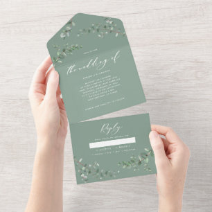 Budget Wedding Eucalyptus botanical invite + rsvp
