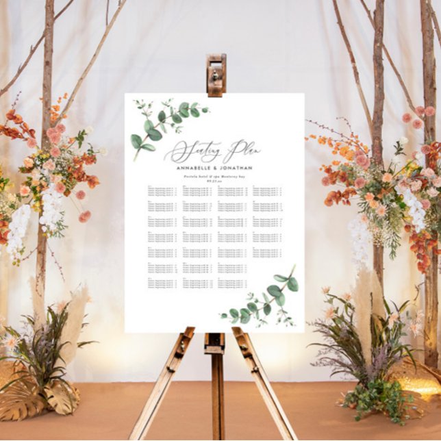 Budget Wedding Eucalyptus botanical seating plan P Poster (Creator Uploaded)
