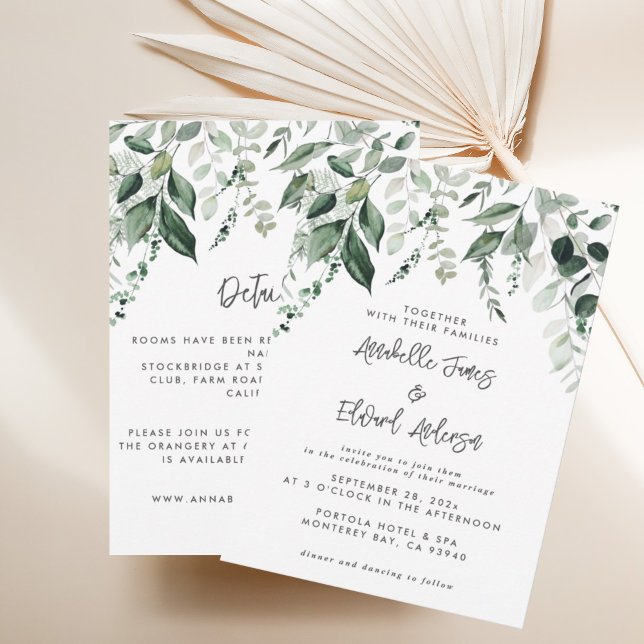 Budget Wedding eucalyptus details, invitation chic (Creator Uploaded)
