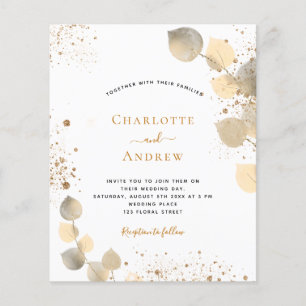Budget wedding eucalyptus golden rust invitation
