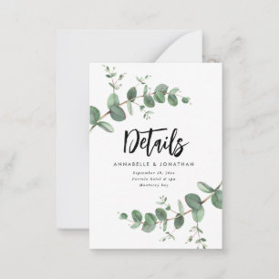 budget wedding eucalyptus green details  note card