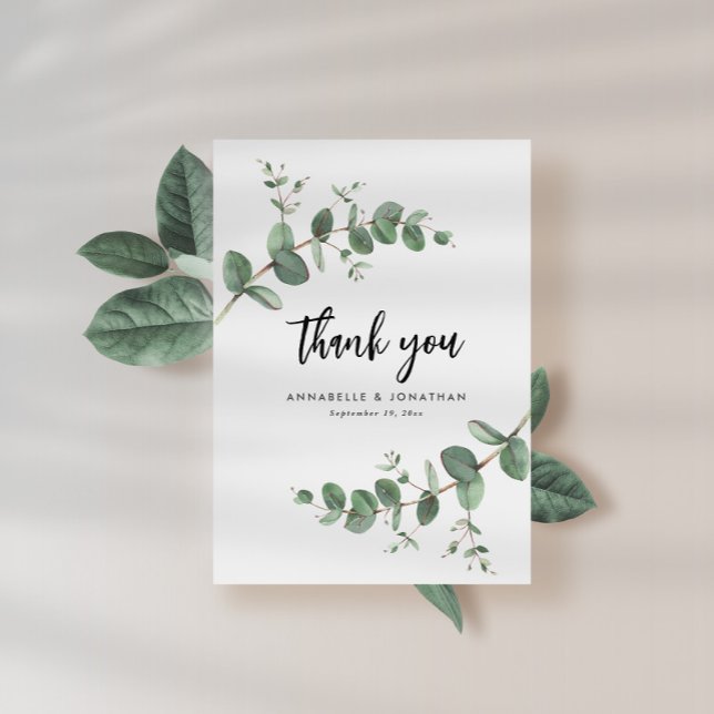 budget wedding eucalyptus green details thank you card (Creator Uploaded)