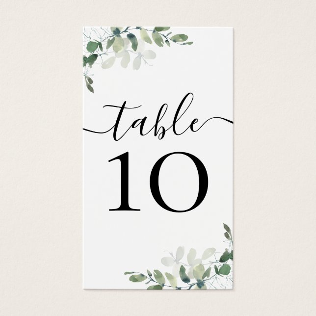 BUDGET Wedding Eucalyptus Small Table Number (Front)