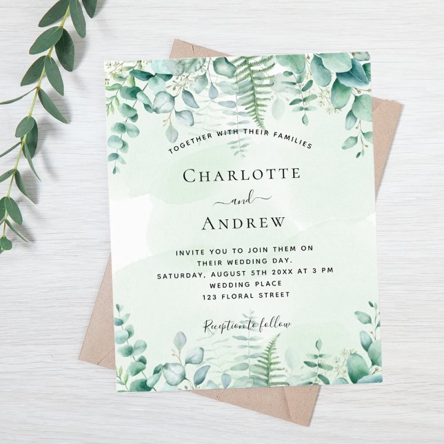 Budget wedding eucalyptus woodland invitation (Creator Uploaded)