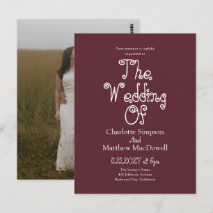 Budget Wedding Fancy 2 Photo Burgundy Postcard
