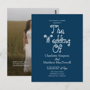 Budget Wedding Fancy 2 Photo QR Code Blue Winter Postcard
