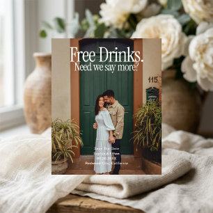 Budget Wedding Free Drink Photo Save The Date Flyer