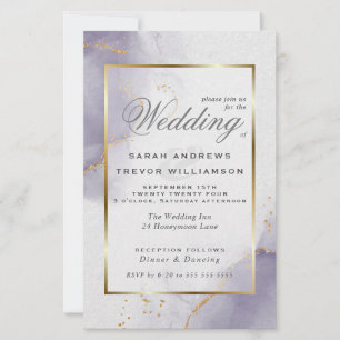 Budget Wedding Gold Dusty Plum Purple  Invitation