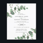 budget Wedding greenery Eucalyptus invitation Flyer<br><div class="desc">Budget Eucalyptus Greenery foliage modern minimal garden party Wedding Invitations. Simple contemporary botanical design.</div>