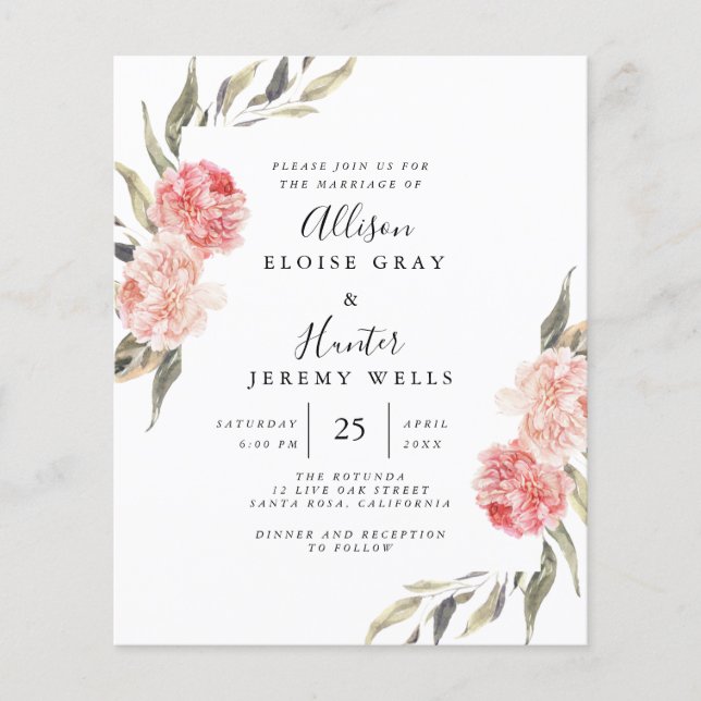 Budget Wedding Invitation | Alise Flyer (Front)