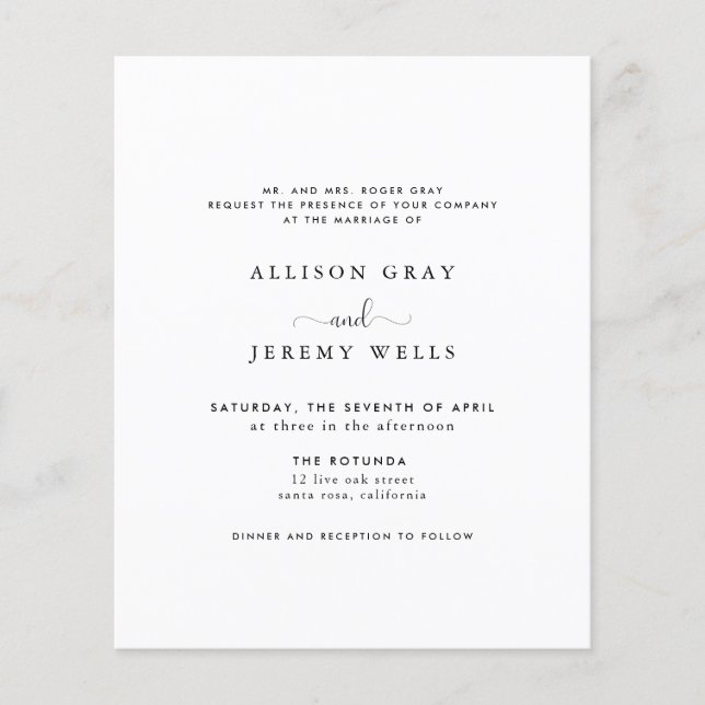 Budget Wedding Invitation Flyer (Front)