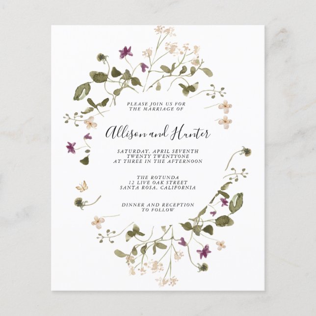 Budget Wedding Invitation  Flyer (Front)