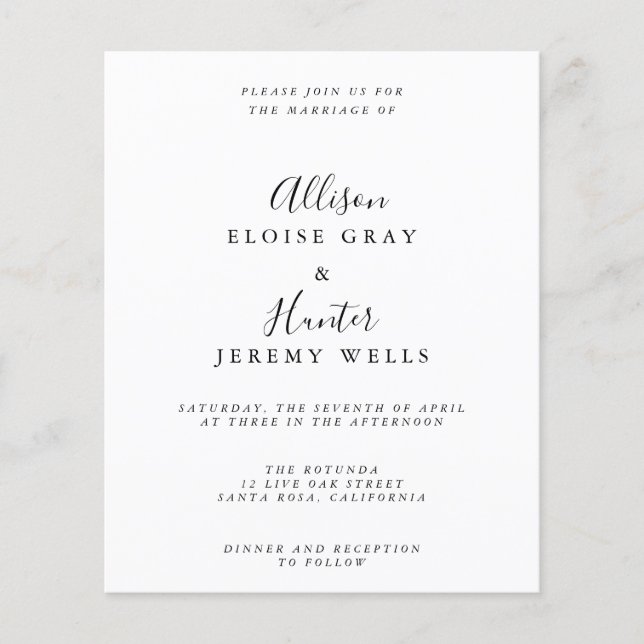 Budget Wedding Invitation  Flyer (Front)