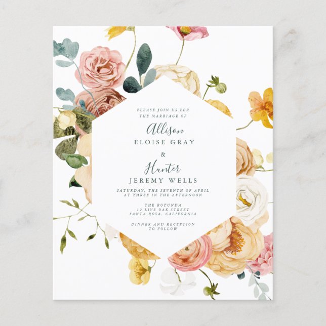 Budget Wedding Invitation  Flyer (Front)