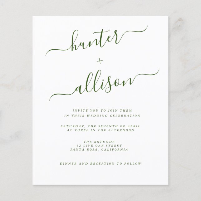 Budget Wedding Invitation  Flyer (Front)