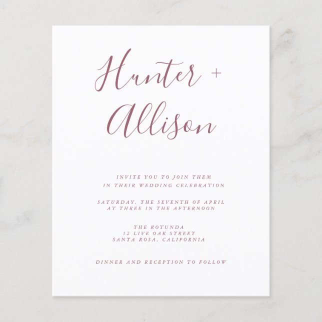 Budget Wedding Invitation  Flyer (Front)