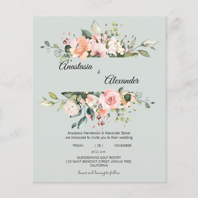 Budget-Wedding invitation. Invitation Postcard Flyer (Front)