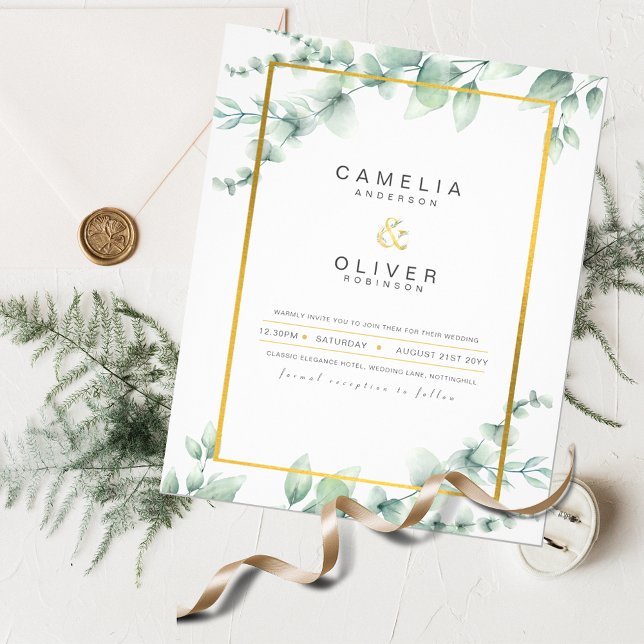 Budget Wedding Invitations Eucalyptus Greenery  Flyer (Creator Uploaded)