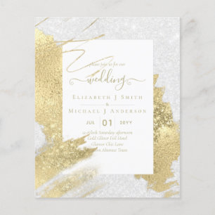 BUDGET WEDDING INVITATIONS Gold Glitter Foil Look Flyer