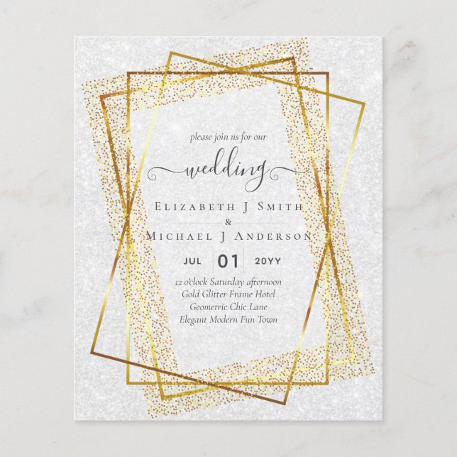 BUDGET WEDDING INVITATIONS  Gold Glitter Geometric Flyer (Front)