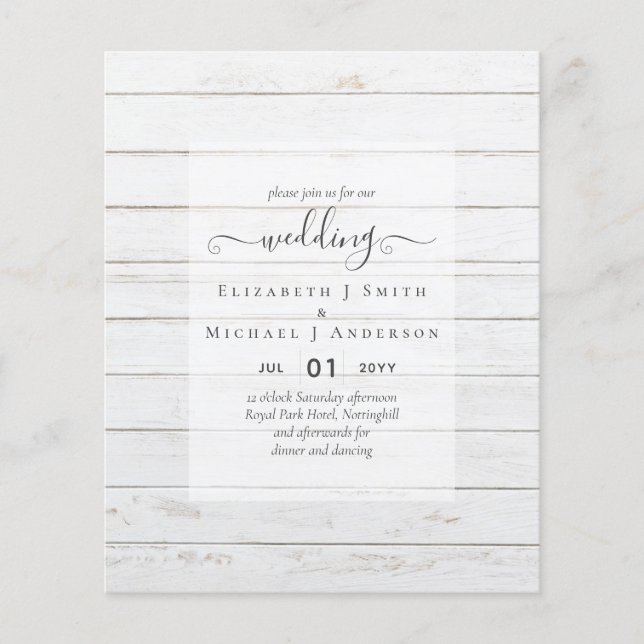 BUDGET WEDDING INVITATIONS - Minimalist Script Flyer (Front)
