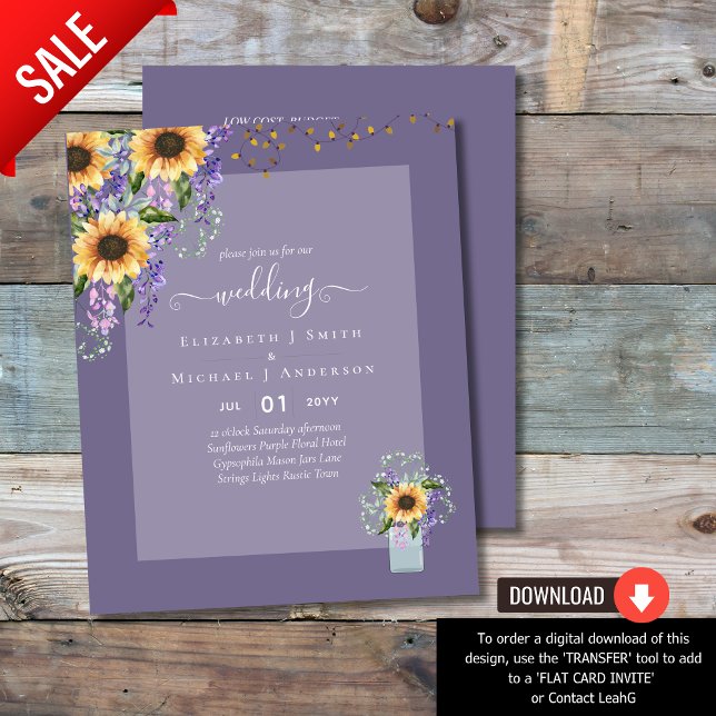 BUDGET WEDDING INVITATIONS Rustic Sunflowers CHIC  (Creator Uploaded)