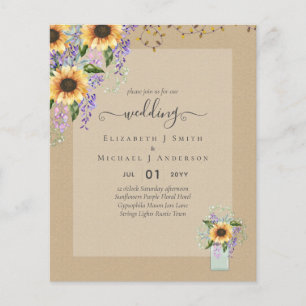 BUDGET WEDDING INVITATIONS Rustic Sunflowers CHIC Flyer