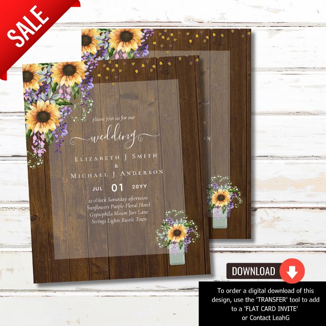 BUDGET WEDDING INVITATIONS Rustic Sunflowers CHIC Flyer (Creator Uploaded)
