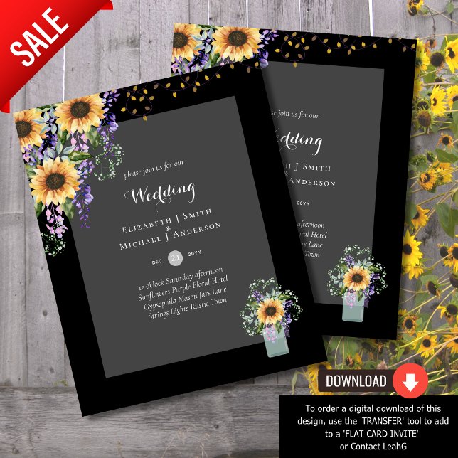 BUDGET WEDDING INVITATIONS - Rustic Sunflowers Flyer (Creator Uploaded)