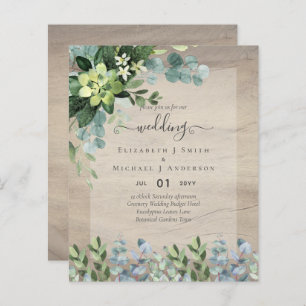 BUDGET WEDDING INVITATIONS SAVE DATES - GREENERY