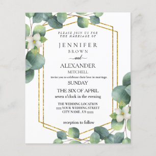 Budget Wedding Invite Rustic foliage eucalyptus  Flyer