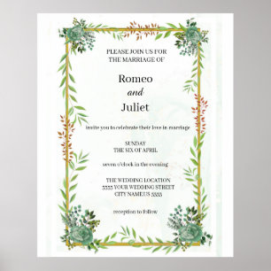 Budget Wedding Invite Rustic foliage  Poster