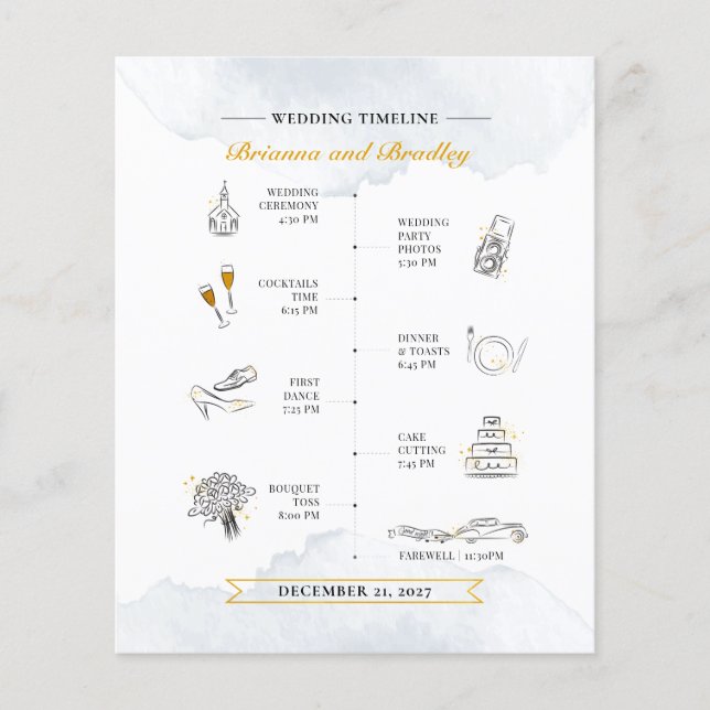 Budget Wedding Itinerary Welcome Watercolor (Front)