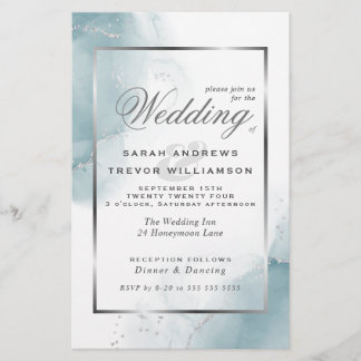 Budget Wedding Light Teal Blue Silver Abstract