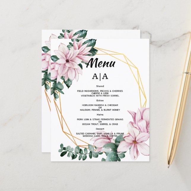 Budget/Wedding menu/Flat Menu. (Front/Back In Situ)